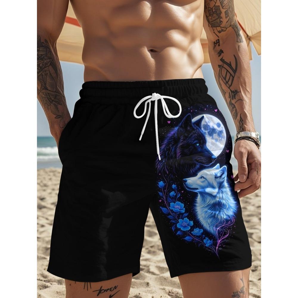 3D Cool Wolf Graphic Printed Shorts for Men Summer Casual Quick-Dry Sports Running Oversize Short Pants Outdoor Clothes for Man