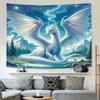 Mythische Witte Vliegende Draak Wandkleed Kamerdecoratie Wandhanger Polyestervezel Wandkleed met Gratis Accessoires Cadeau voor Vrienden