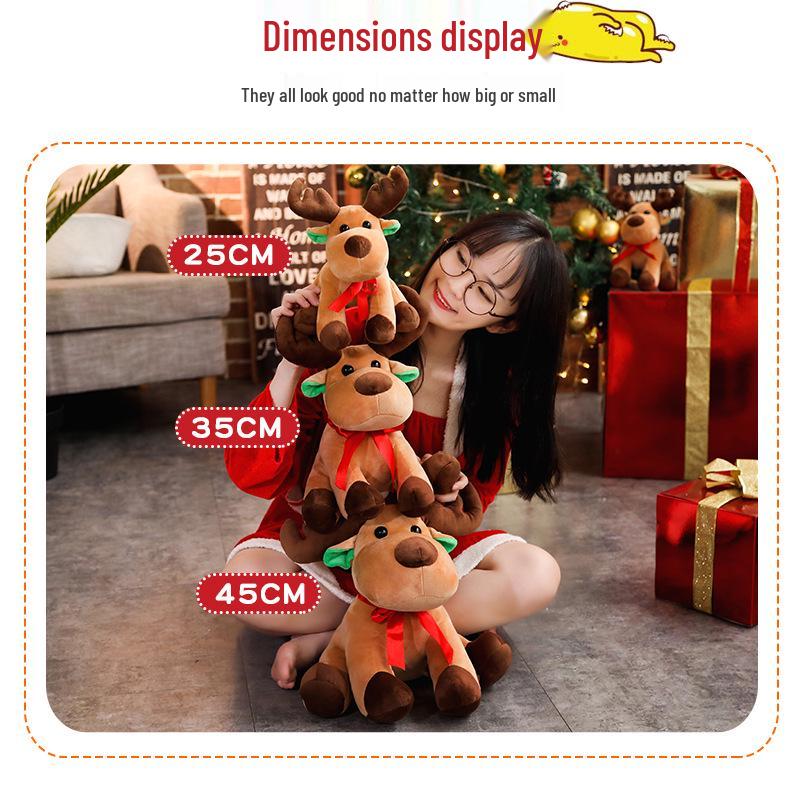 Cartoon Christmas Reindeer Plush Toy - Holiday Decoration & Gift for Girls and Kids.
