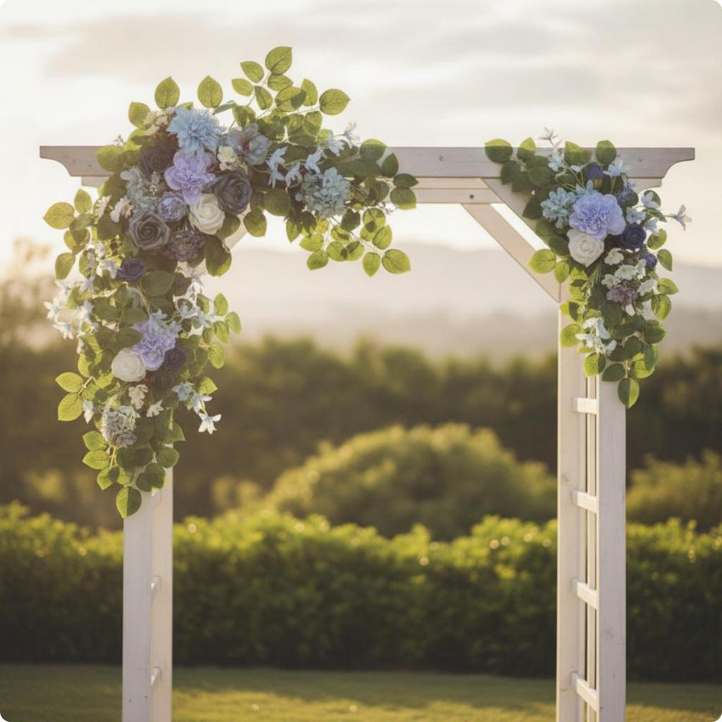 2 Pieces Wedding Arch Flowers Silk Artificial Flower Swags Trailing Floral for Brides, Welcome