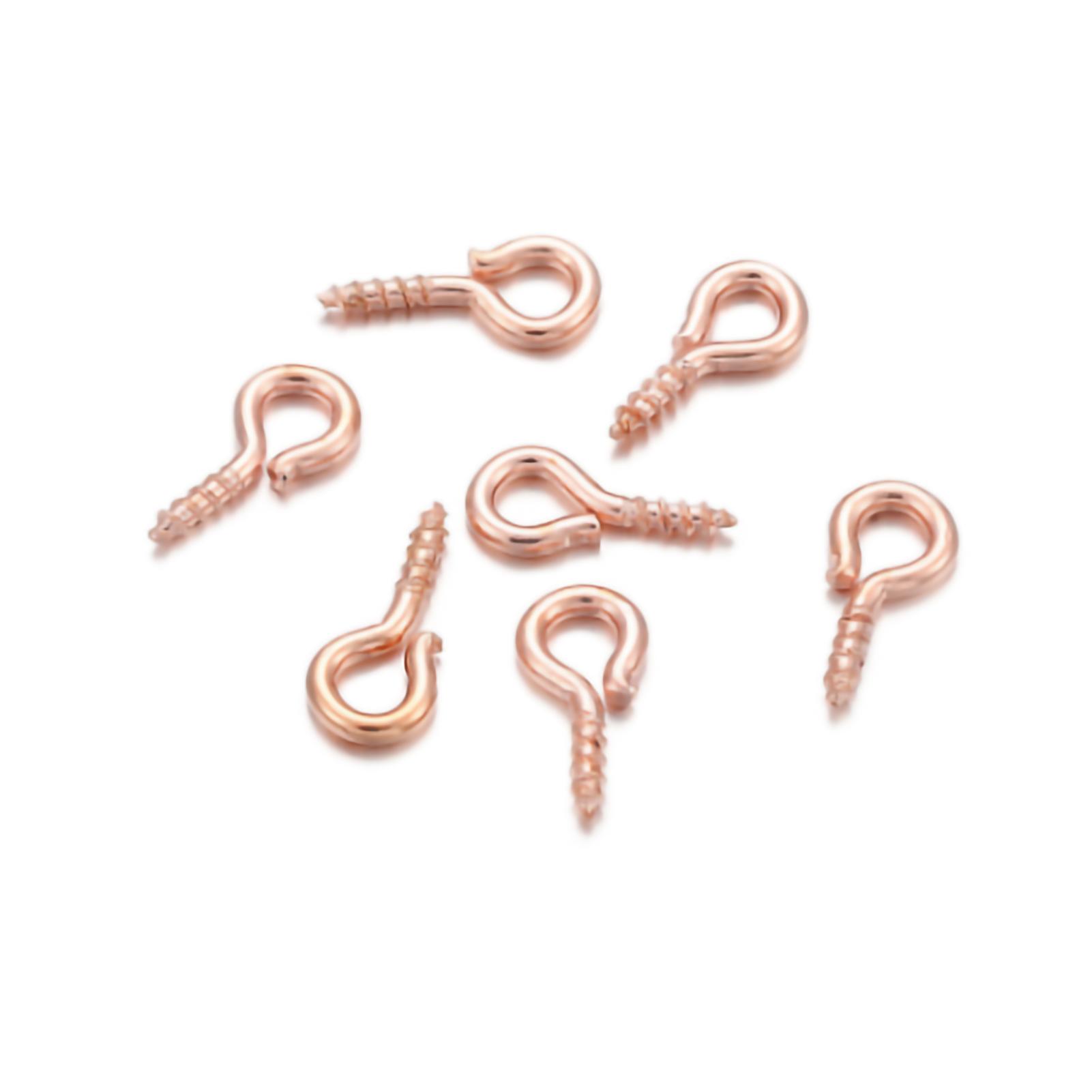 

200Pcs Eye Hooks Screw 5x10mm Premium Metal Hand Polished Sturdy Durable Pure Lustre Eye Hooks Pink Gold