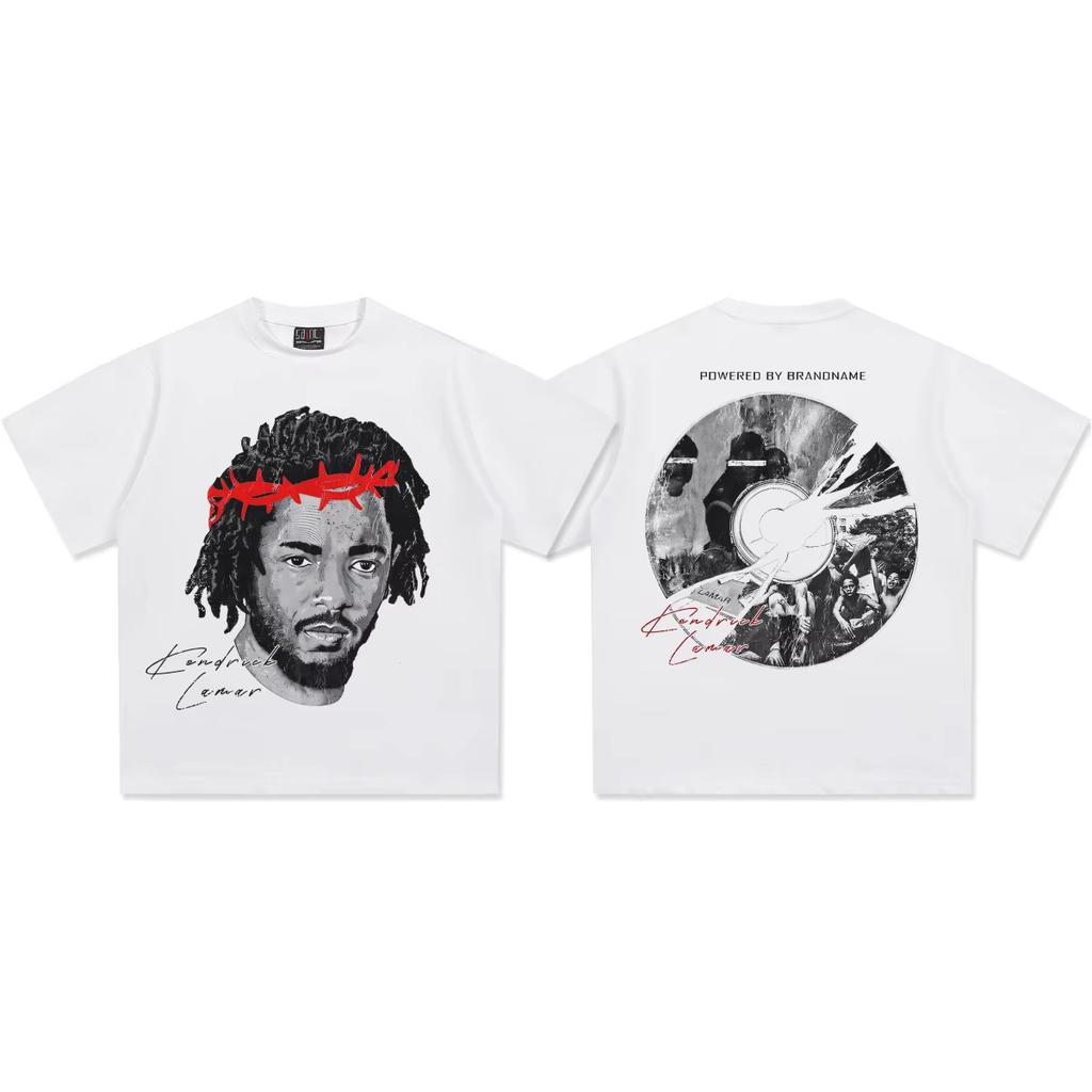 Kendrick Lamar Thorn Crown Double-Side Graphic T-Shirt Unisex Women Hip Hop Rapper Casual Cotton Short Sleeve Classic for Weekend