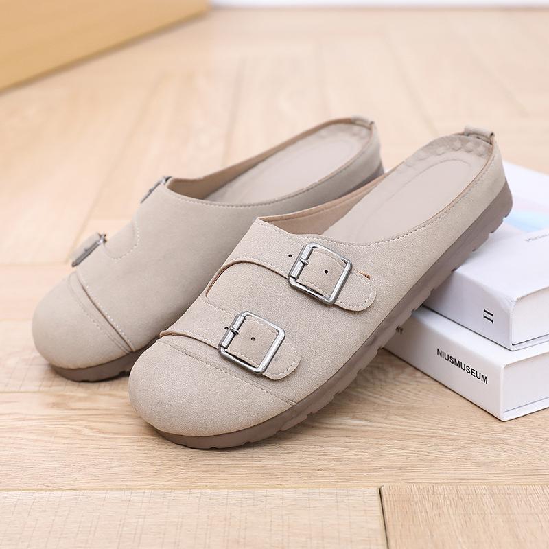 

Shoes women s spring new retro women s shoes flat-bottomed bag head comfortable casual half-drag lazy shoes 41