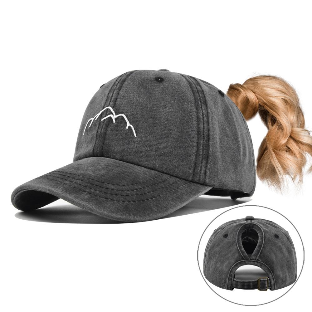 Neue Heiße Damen Pferdeschwanz-Kappe Europäisch Amerikanisch Bestickt Verstellbare Baseballkappe Sport Outdoor Sonnenschutz Snapback Kappe 54-60cm black