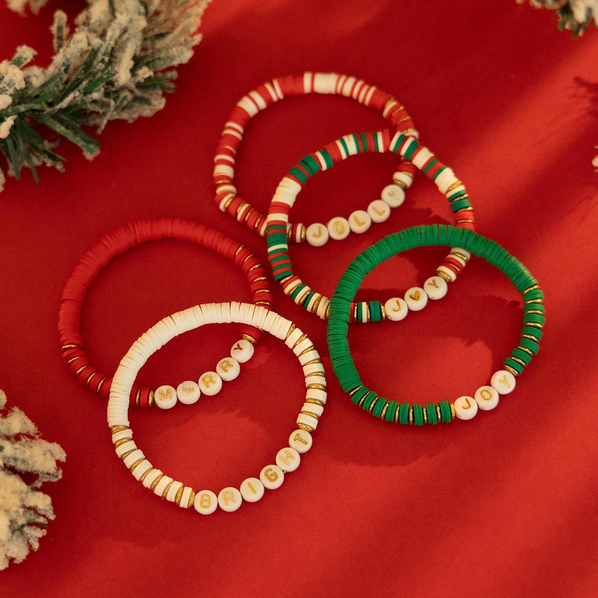 

Рождественский набор браслетов из мягкой глины со снежинками - милые европейские и американские украшения ручной работы