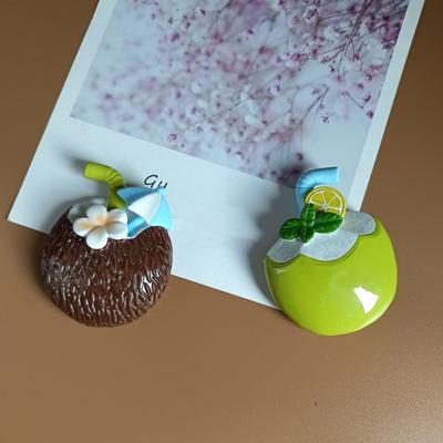 Magnes na lodówkę 3D Napój kokosowy Letnia plaża Żywica Sok kokosowy Magnetyczne akcesoria do lodówki Dekoracja domu, biura, kuchni