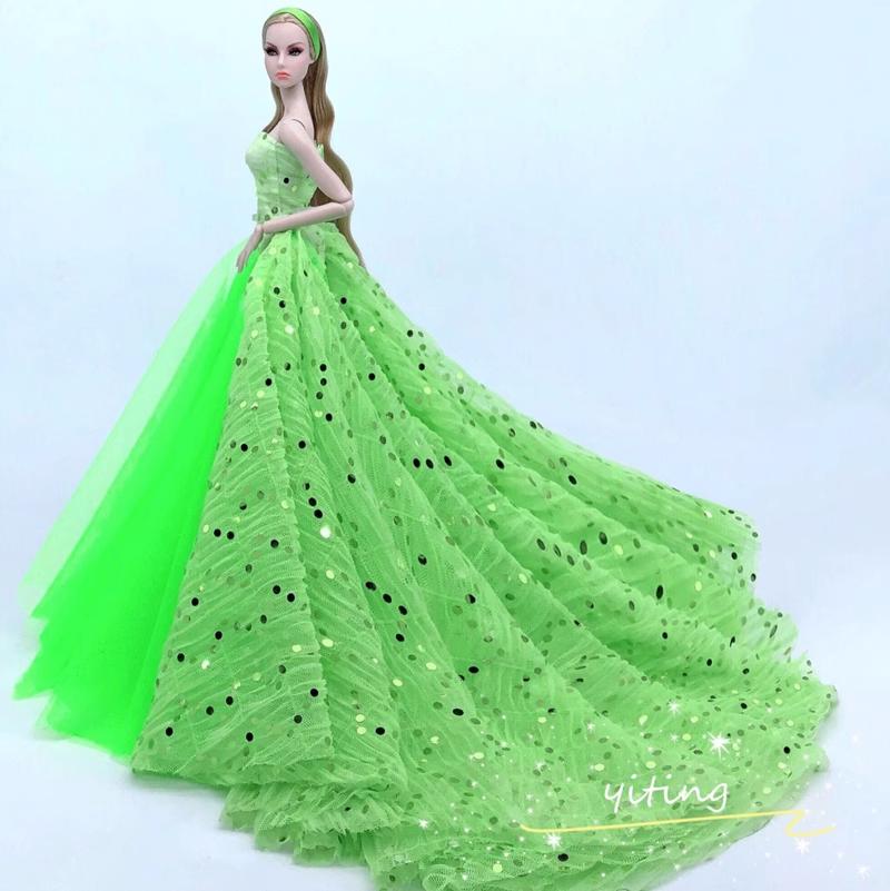 Princess Doll Sequined Luxury Tutu Dress 1/6 Size Bridal Formal Wear Candy Color Wedding Clothing for 29CM Dolls