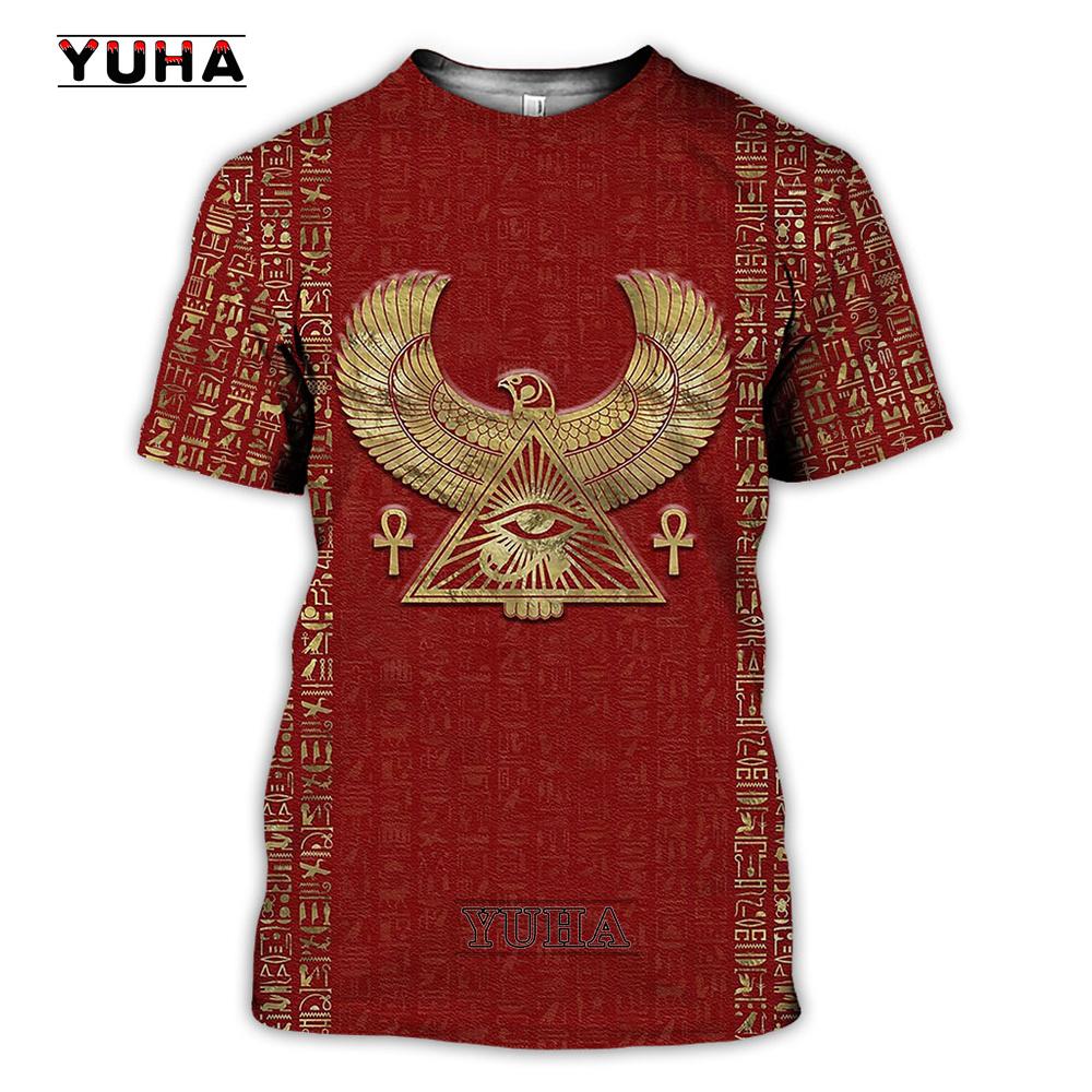 Men's T-shirt Summer Retro Style Fashion Egyptian Pharaoh Print Short Sleeve Tee Shirts Quick Dry Men's Crew Neck Loose Tops