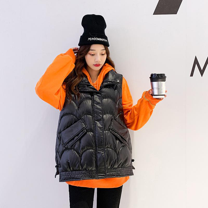 Helle waschfreie Weste Damen Kurz Herbst und Winter Neu Koreanische Version Lockere leichte Weste Westenjacke.