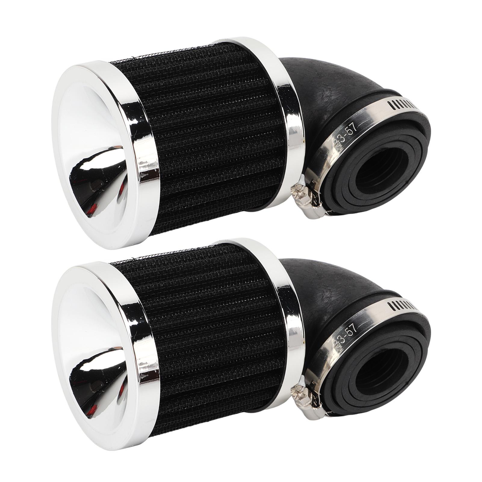 

2 шт. Мотоциклетный воздушный фильтр с угловым изгибом 90 градусов, очиститель воздухозаборника для 28 ммКарбюратор 48 мм чёрный/серебряный