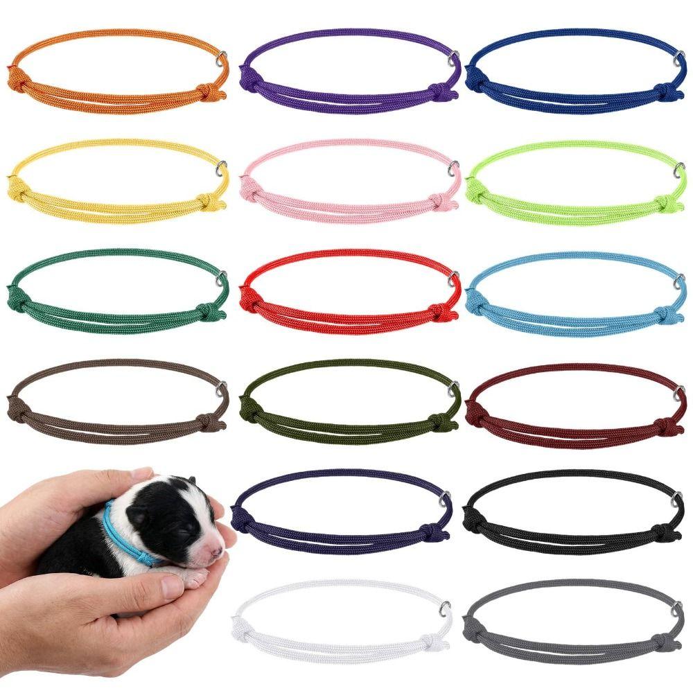 16pcs Breathable Puppy Collars Adjustable Whelping Collars Newborn Puppy Collars  Newborn Pets