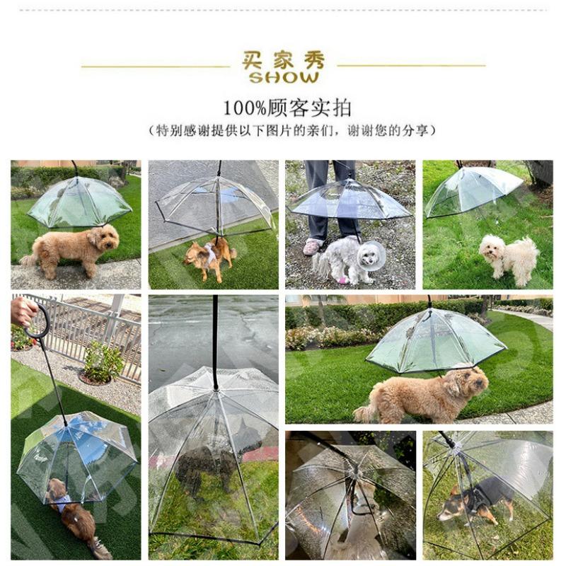 Transparenter Haustier-Regenschirm Hund C-förmiger Regenschirm Haustierbedarf Hersteller Direktverkauf Verstellbare Regen-Hundeleine