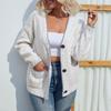Drizzle Colorblock Button Knit Cardigan: 2023 Autumn/Winter Women's European & American Style Sweater with Pockets