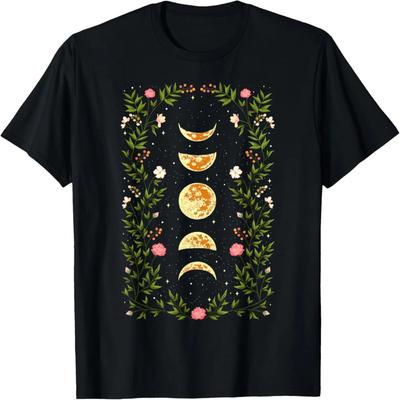 Cottagecore Witchy Vintage Moon Phases Flowers T-Shirt