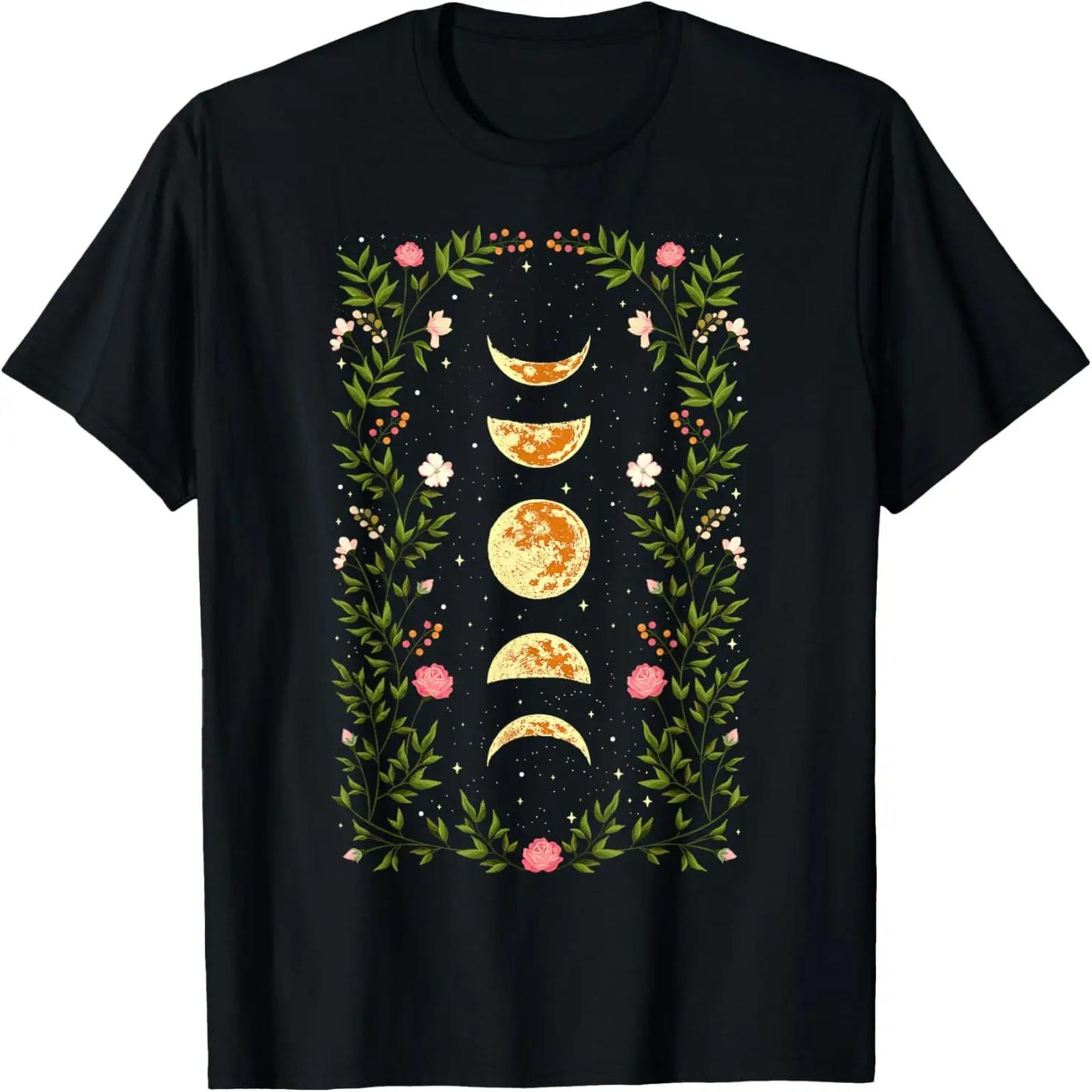 

Cottagecore Witchy Vintage Moon Phases Flowers T-Shirt XXXXXL чёрный