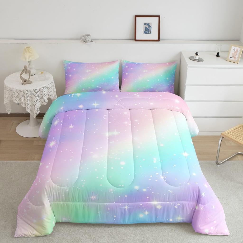 Erosebridal Horse Quilt Twin Size, Farmhouse Western Cowboy Cowgirls Duvet Insert for Kids Boys Girls Teens, Cartoon Kawaii Horse Bedding Se