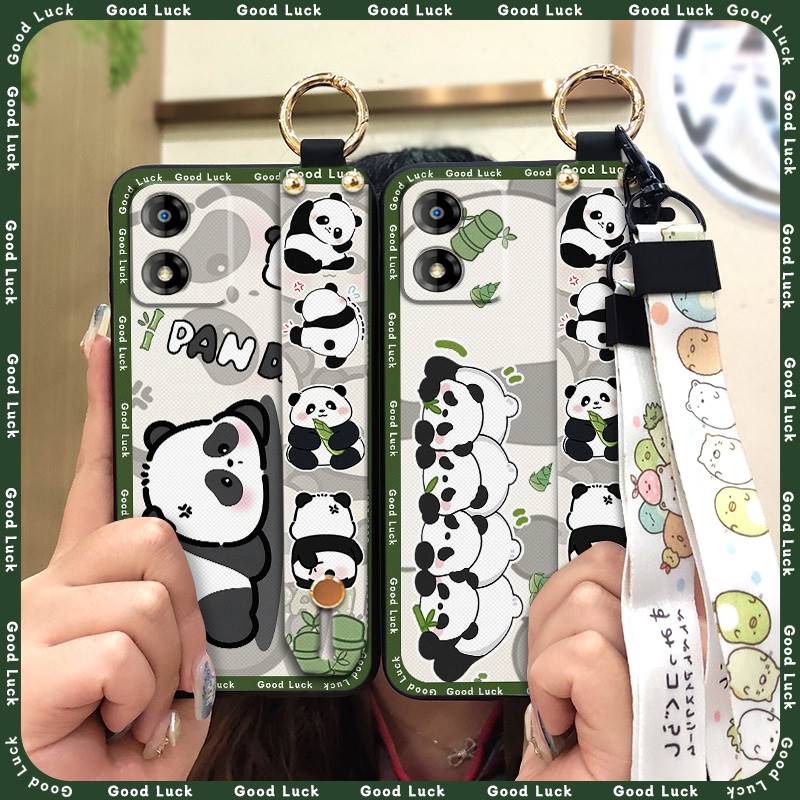 Wristband Dirt-resistant Phone Case For MOTO E13 Cute Cartoon Lanyard Durable Wrist Strap Protective Shockproof Silicone