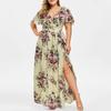 Women's Long Oversized Printed Floor-length Dress with A Slit At The Hem