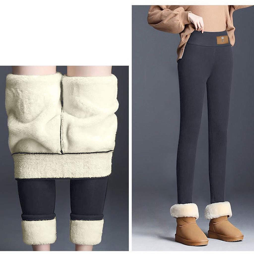 Women's Color Plus Velvet Warm Elastic Leggings High Waist Cotton Pants