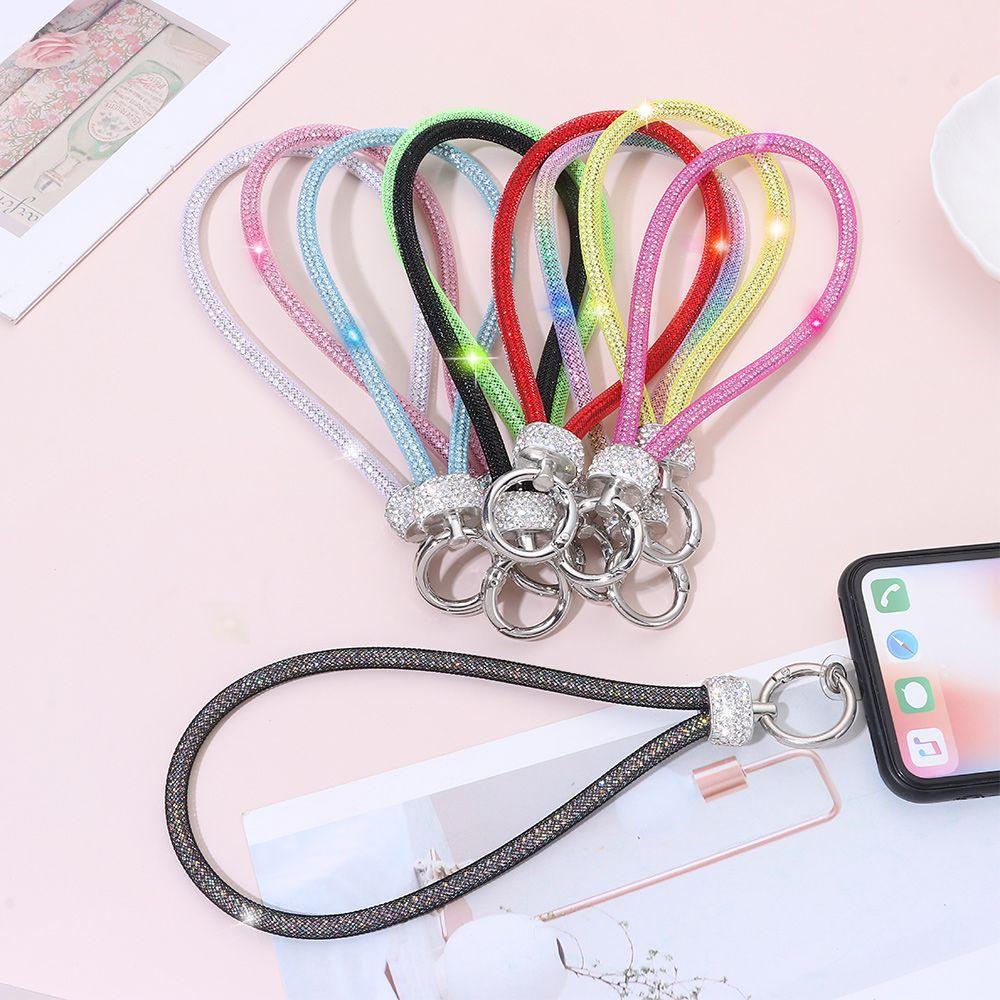 Glitter Rhinestone Phone Lanyard Phone Diamond Crystal Wrist Straps Keychain Hanging Anti-lost Rope
