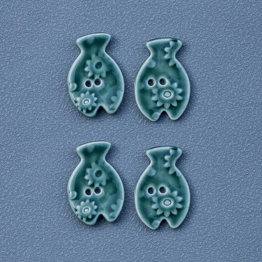 Small Ceramic Fish Buttons for DIY Crafts - Handmade Ornaments for Bracelets, Necklaces & Clothing