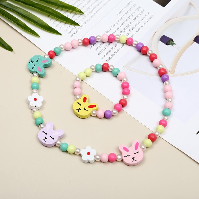 2pcs Children's Luminous Necklace Bracelet Set Cartoon Princess Jewelry Accessories Makeup Toys for Kids Girls Birthday Gifts