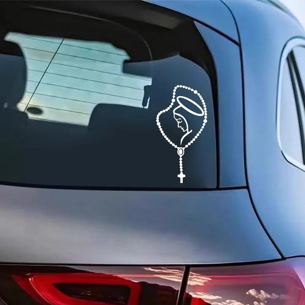 Car Sticker Creative Rosary Virgin Mary Fatima Vinyl Decal Waterproof DIY Body Window Door Car Exterior Decoration Accessories