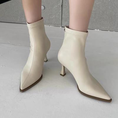 Sexy Pointed High Heel Boots Women 2025 Winter New Ankle Boots Fashion Zip Foot Slimming Lady Shoes Hot Sale Patent Single Shoes