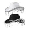 Cowboy Hats for Proms Sequins Star Fringes Hat for Woman Cowboy Model Show Hat