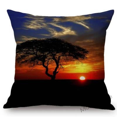 Africa Sunset Breathtaking View Scenery Art Gallery Decorative Throw Pillow Case African Animal Giraffe Elephant Cushion Cover