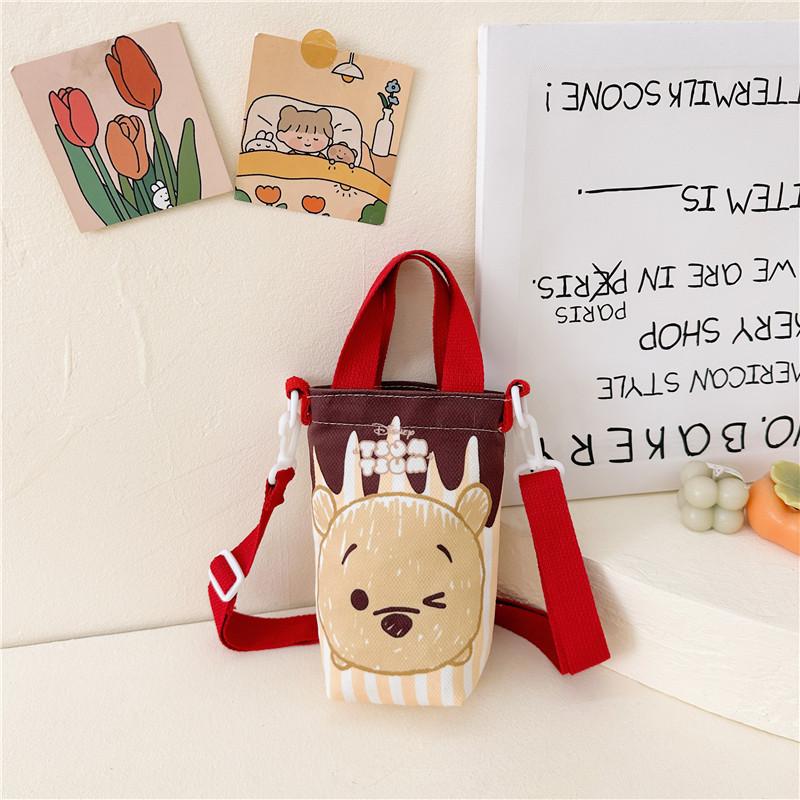 Fashion new children's bag cute girl large capacity water cup canvas bag baby shoulder messenger bag