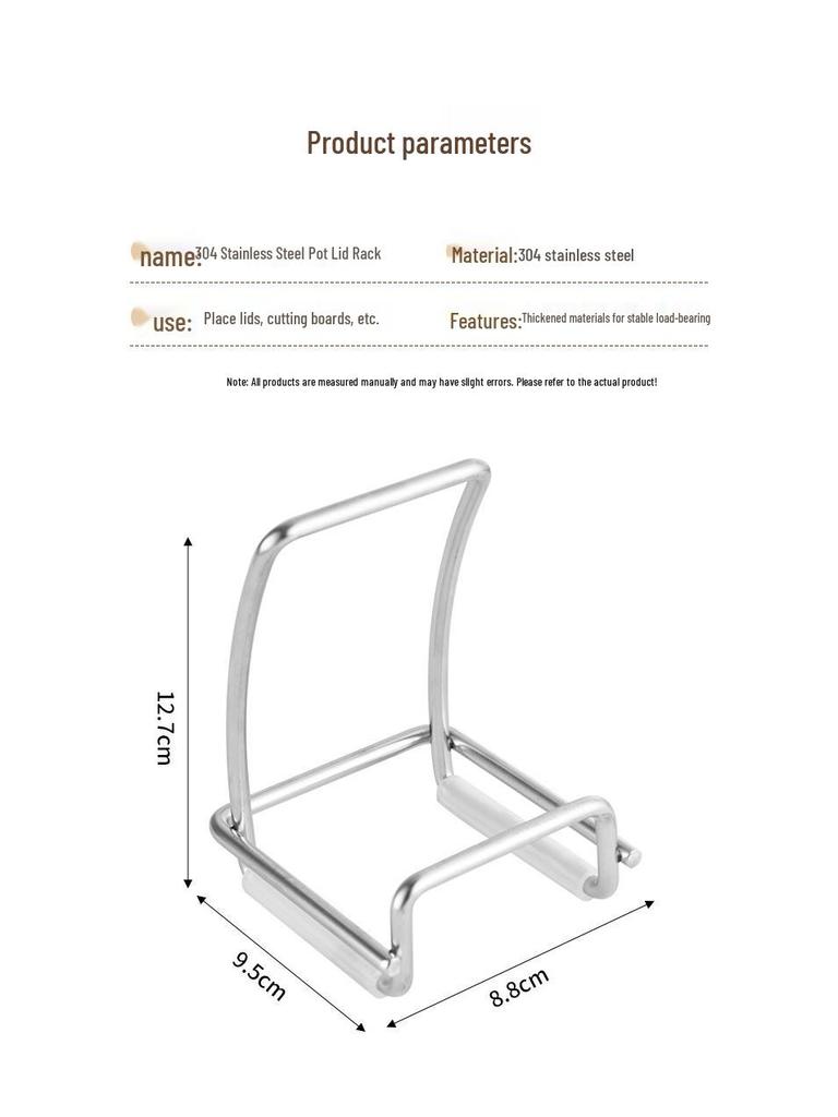 304 Stainless Steel Double-Slot Cutting Board and Pot Lid Rack - 6MM Thickened Shelf for Kitchen Storage