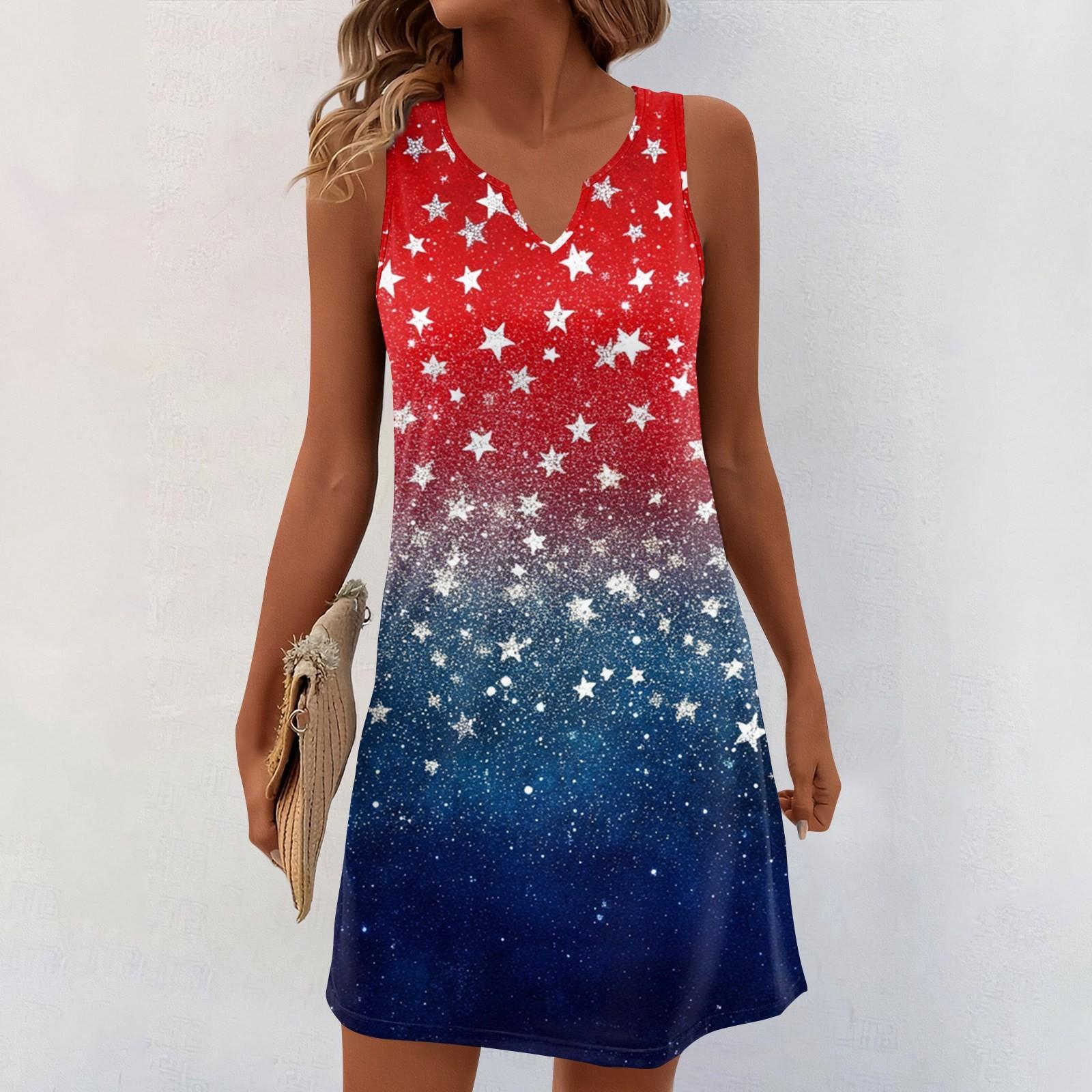 

Женские летние платья с V-образным вырезом и принтом без рукавов Сарафан Повседневное платье XL красный