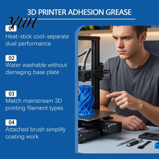 3D Print Sheet Adhesive Printer Adhesion Paste, Anti-Warping Excellent Maintenance Grease, Reliable Filament Bonding On Printing Surfaces Build Plate