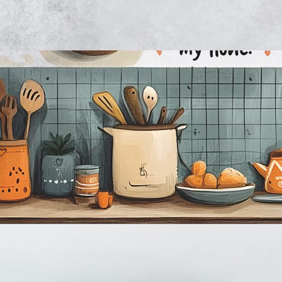 Oil Proof Wall Stickers Wallpaper, Kitchen Backsplash Wall Protector, Cookware Pattern Waterproof Heat Resistant Wall Sticker, Self-Adhesive Sticker