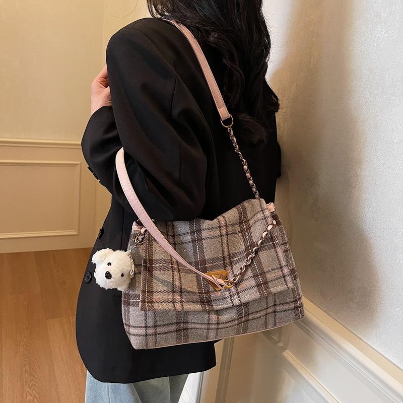 Wholesale Winter College Wind Cloth Plaid Bag Women's 2025 New Tote Bag Casual Large Capacity Backpack