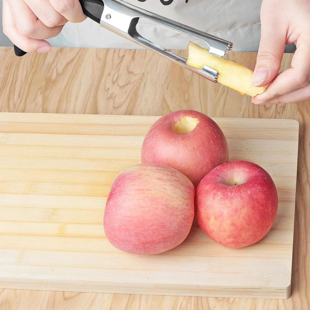 Stainless Steel Apple Corer Black 17.8x9cm Kitchen Fruit Core Remover Efficient Peeler