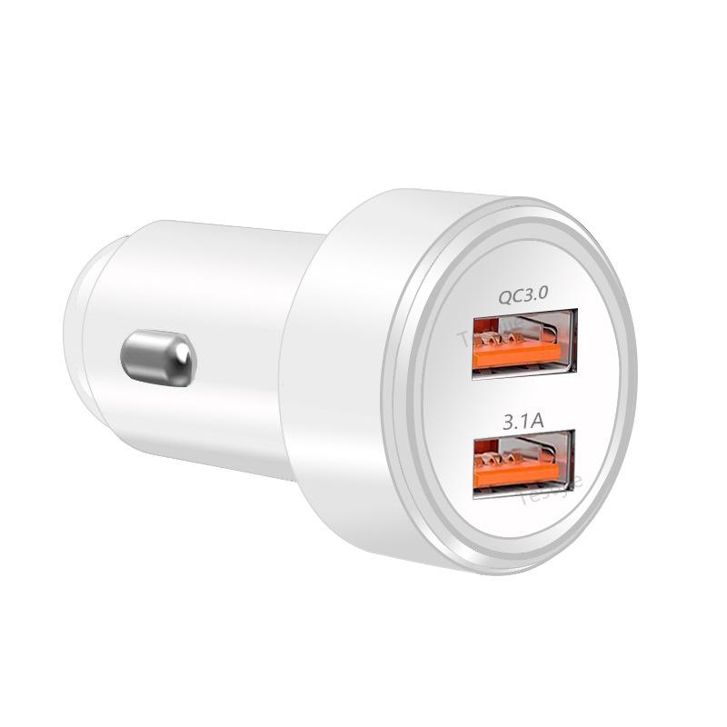

Автомобильное зарядное устройство Quick Charge 3,0 для мобильного телефона, автомобильное зарядное устройство с двумя USB-разъемами, адаптер быстрой зарядки Qualcomm Qc 3,0, автомобильное зарядное устройство Mini USB белый