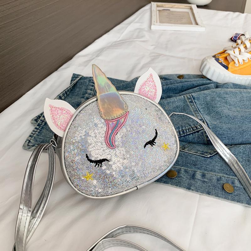 Iridescent Unicorn Cartoon Princess Crossbody Bag for Baby Girls