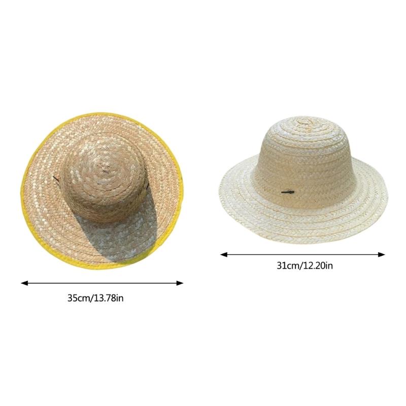 Cappello a visiera con tesa larga per bambina bambino unisex uncinetto paglia naturale cappello da contadino per bambini cappello Panama cappello a visiera per bambini