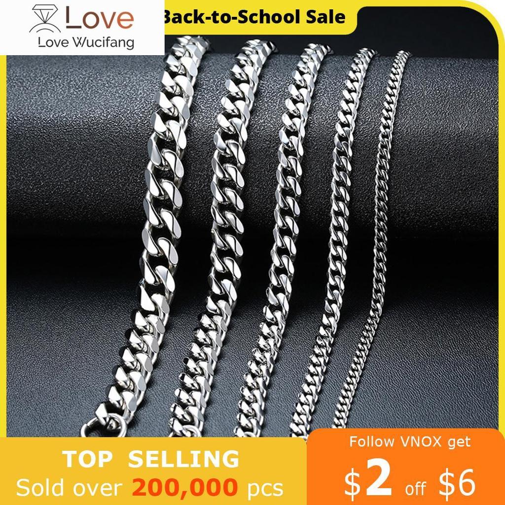 Vnox Mens Simple 3 -11mm Stainless Steel Curb Cuban Link Chain Bracelets For Women Unisex Wrist Jewelry Gifts