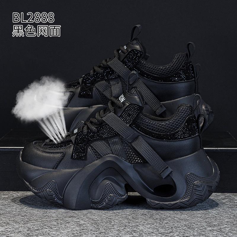 Thick-soled hollow dad shoes summer new leather breathable small thin mesh casual sneakers