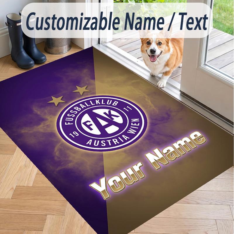Custom Text Printed Rug Austria Wien FC Non Slip Floor Carpet For Home Room Decor
