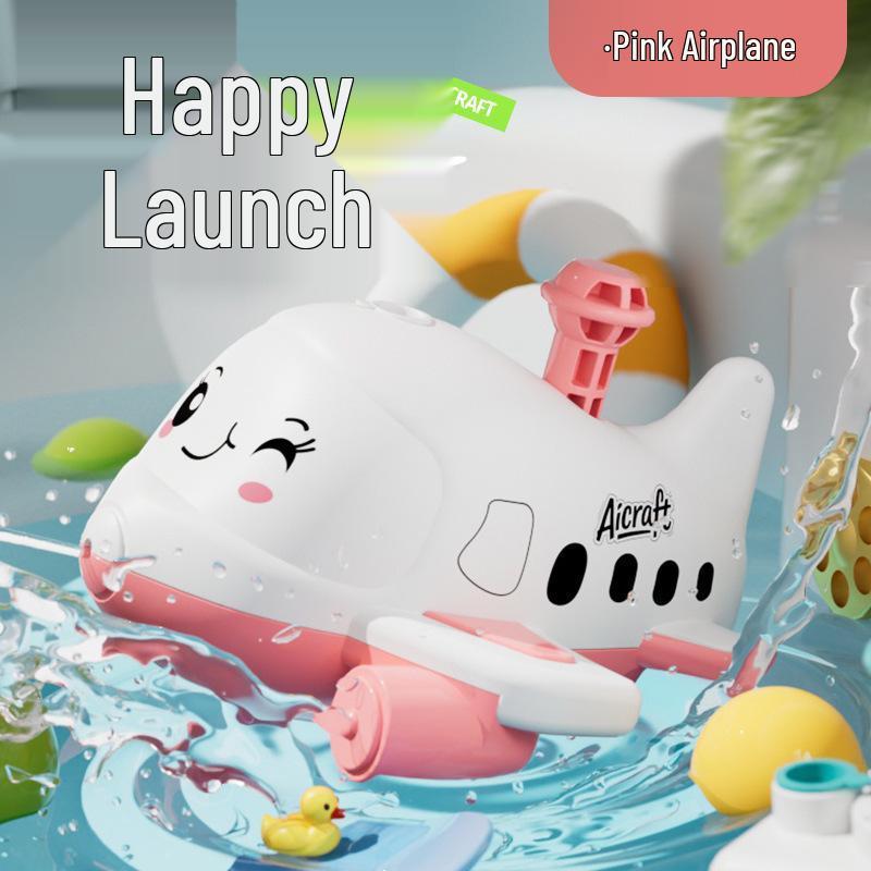 Cartoon Ship & Airplane Water Spray Toy for Kids: Perfect for Beach, Pool, Bath, and Baby Play.