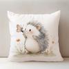 Cute Hedgehog Pillowcase Butterfly Flower Cushion Cover Watercolor Animal Art Soft Home Decor for Living Room Bedroom Sofa