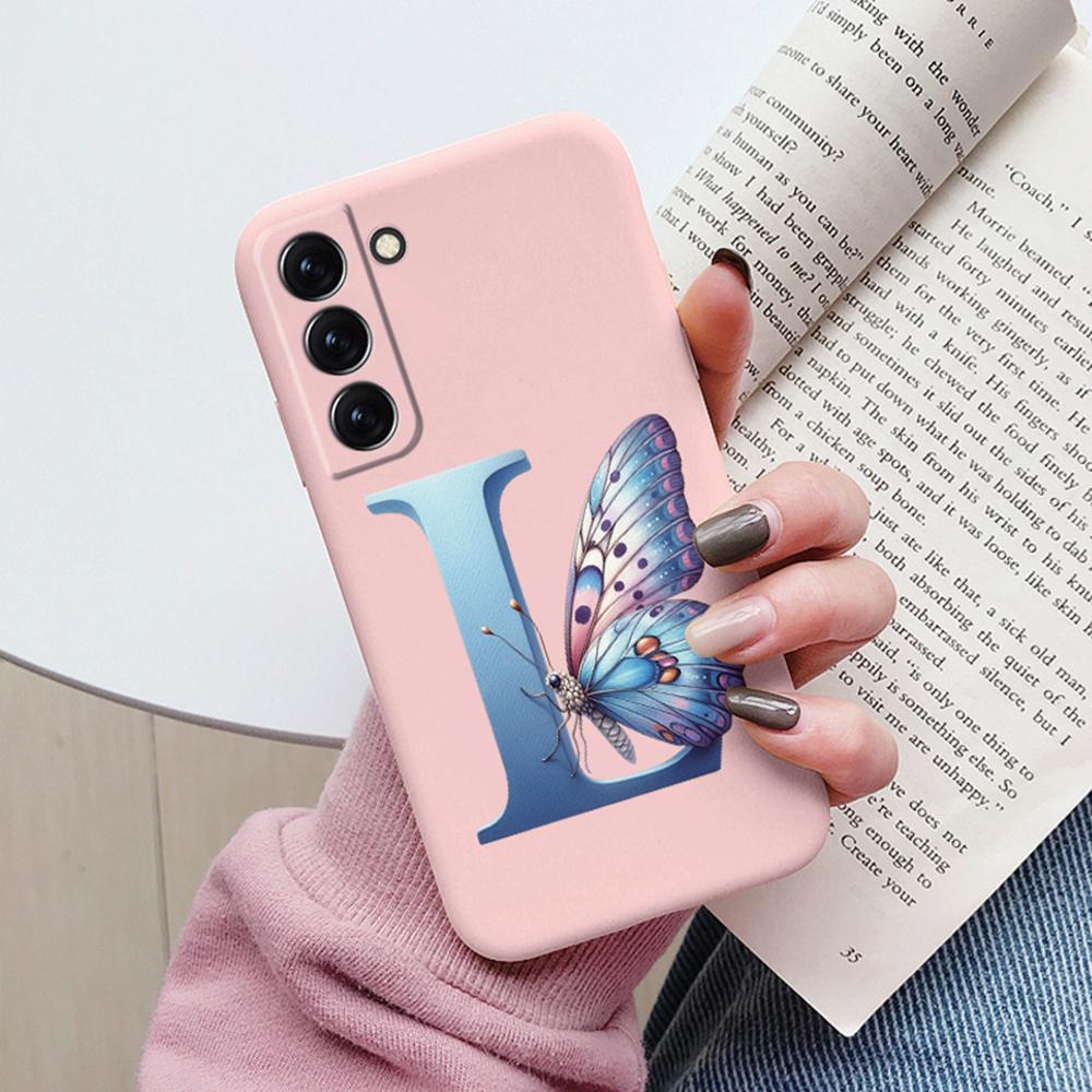 Phone Case Women For Samsung Galaxy S21 FE S22 Plus Girls Bumper Cover Colorful Letter Flower Butterfly Love samsang s22 Ultra