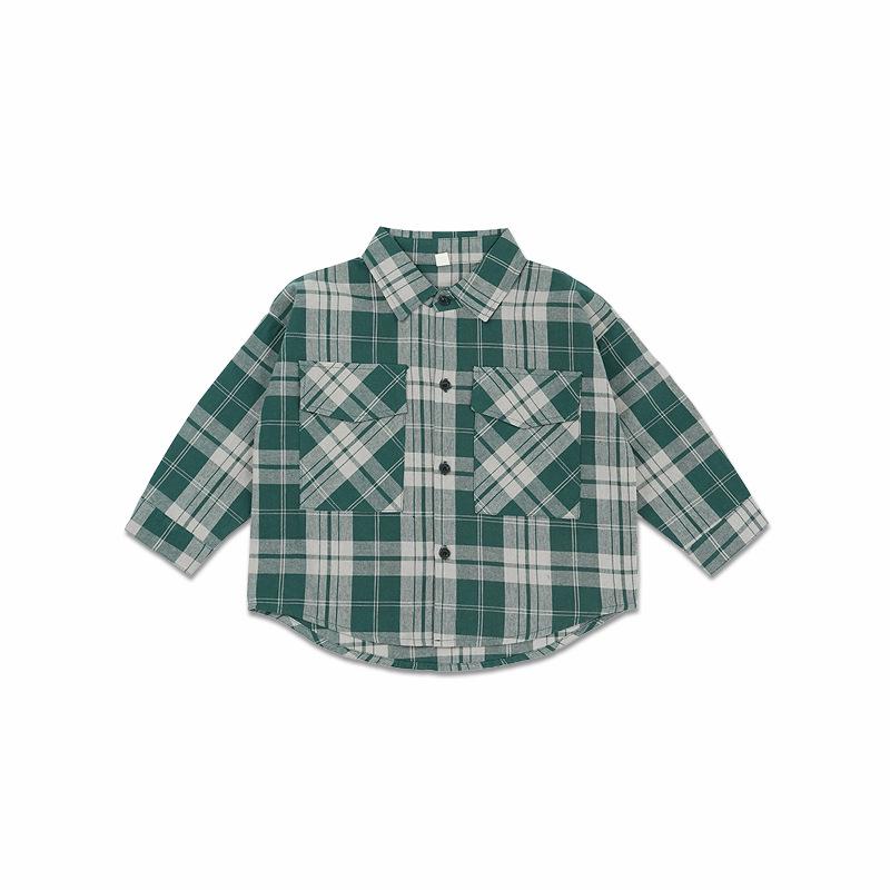 Autumn Plaid Shirt Jacket for Boys & Girls: 2025 Kids Fashionable Spring & Autumn Street Style 80 cm