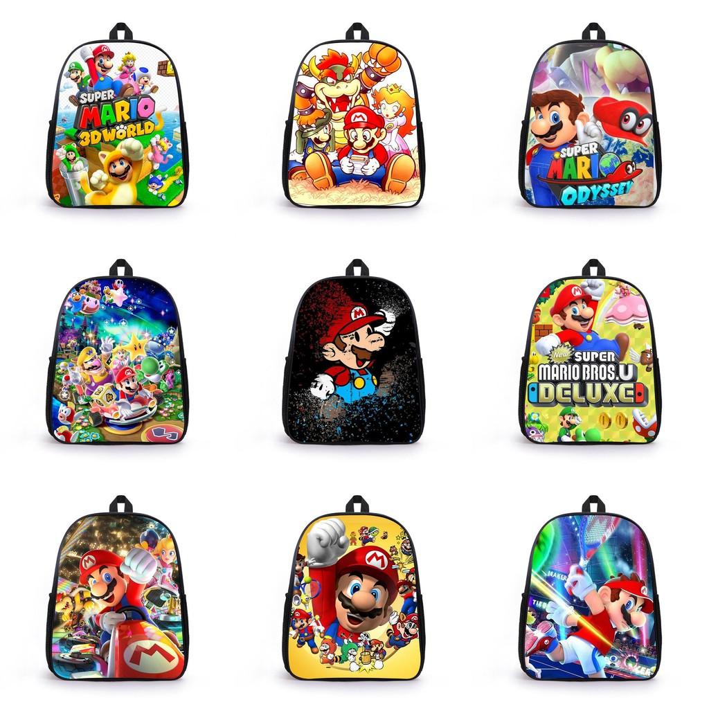 Mario Cartoon Backpack For Elementary Boys With Breathable Lightweight Oxford Fabric