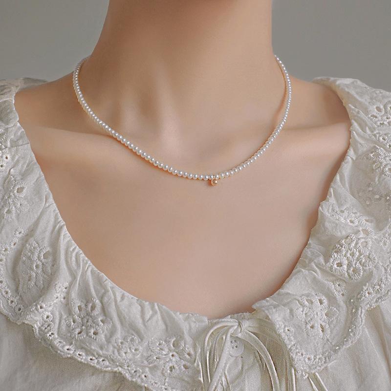 Korean Simple Choker Natural Pearl Small Particles Retro Women's Necklace Necklace Girlish Sense
