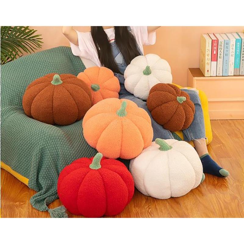 Cute Halloween Pumpkin Plush Throw Pillow Soft Velvet Pillow Cushion Decor